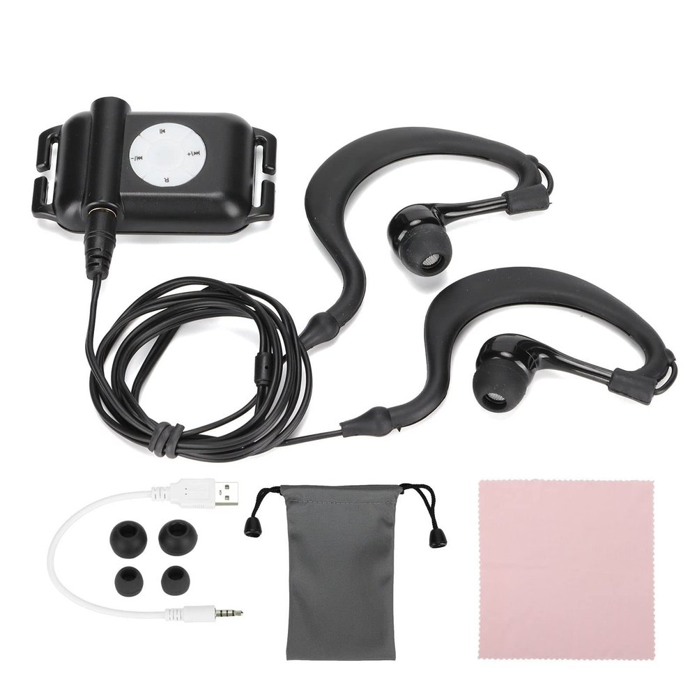 Beufee Waterproof Mp3 Player for Swimming, Swimming Headset Underwater Mp3 Player Swimming Music Player MP3 Player with Headphone
