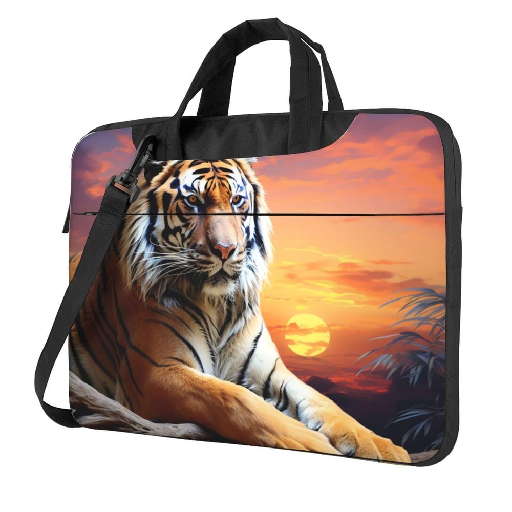 13 inch Laptop Tote Bag Men Women Tiger Colorful Sunset Shoulder Laptop Sleeve Briefcase Messenger Computer Bag
