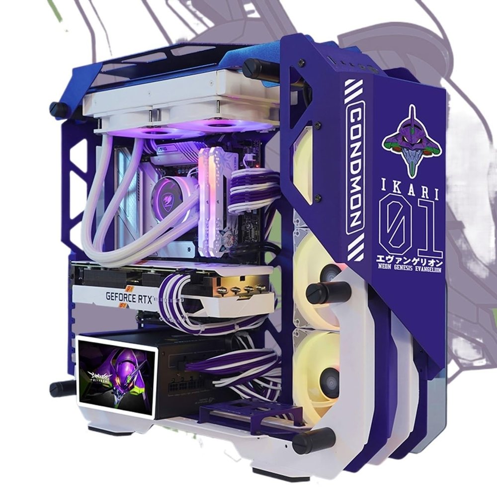 Gaming Case, Mid - Tower PC Gaming Case ATX/M-ATX/ITX - Front I/O USB 3.0 Port - Tempered Glass Side Panel - Including 2 LED Light Boards