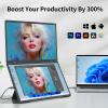 Laptop Screen Extender,15.6" Dual Monitors (Wins/Mac) Folding Stacked Portable Dual Monitor, USB C Travel Extended Computer Display with Triple Portable Monitor for Laptop PC Windows Mac view 3