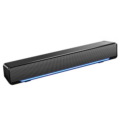 Computer Speakers, 2.0 3D USB Powered Sound Bar Speakers, with Blue LED Light and 3.5 Mm Aux Connection, Computer Subwoofer for Desktop PC Surround Sound Box for Laptop (Black)