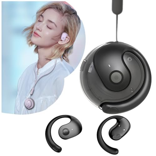 ANEFOSE Earphone Wireless Bluetooth, OWS Hanging Bluetooth 5.4 Earphones, Open Ear Headset Ball - Portable and Comfortable, HiFi Stereo Sound Headphones Noise Cancelling Running Sport (Black)