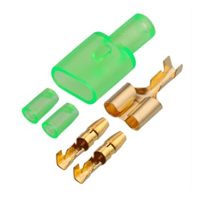 ImBros 10/20/50sets Car Tools 4.0 Terminal Car Electrical Wire Connector Green 4mm Male + Female 1 : 2 Cold Press Terminal (Color : 50sets(300pcs))