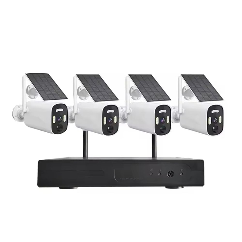 AKAVIG 4MP Solar Power Wireless WiFi Security Camera Kit with 4 Cameras, Outdoor 4CH Solar Energy Surveillance Camera NVR System with Color Night Vision, Two Way Audio