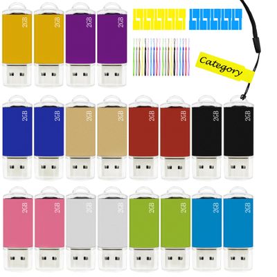 Thumb Drive 2GB USB Flash Drive 20 Pack Nicepicten Jump Zip Drive USB 2.0 Flash Drives 2GB Memory Stick with Lanyard & Label - Mixcolor