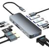 Docking Station for Dell/HP/Lenovo/Surface Laptop, Dual HDMI Adapter for 2 Monitors, 13 in 1 USB C Hub With HDMI/VGA/USB/PD/Ethernet/SD/TF/Audio view 1