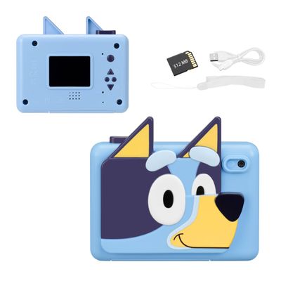 ekids Bluey Kids Camera with SD Card, Digital Camera for Kids with Video Recording, Built-in Digital Stickers, Bluey Toys Make Great Stocking Stuffers for Kids