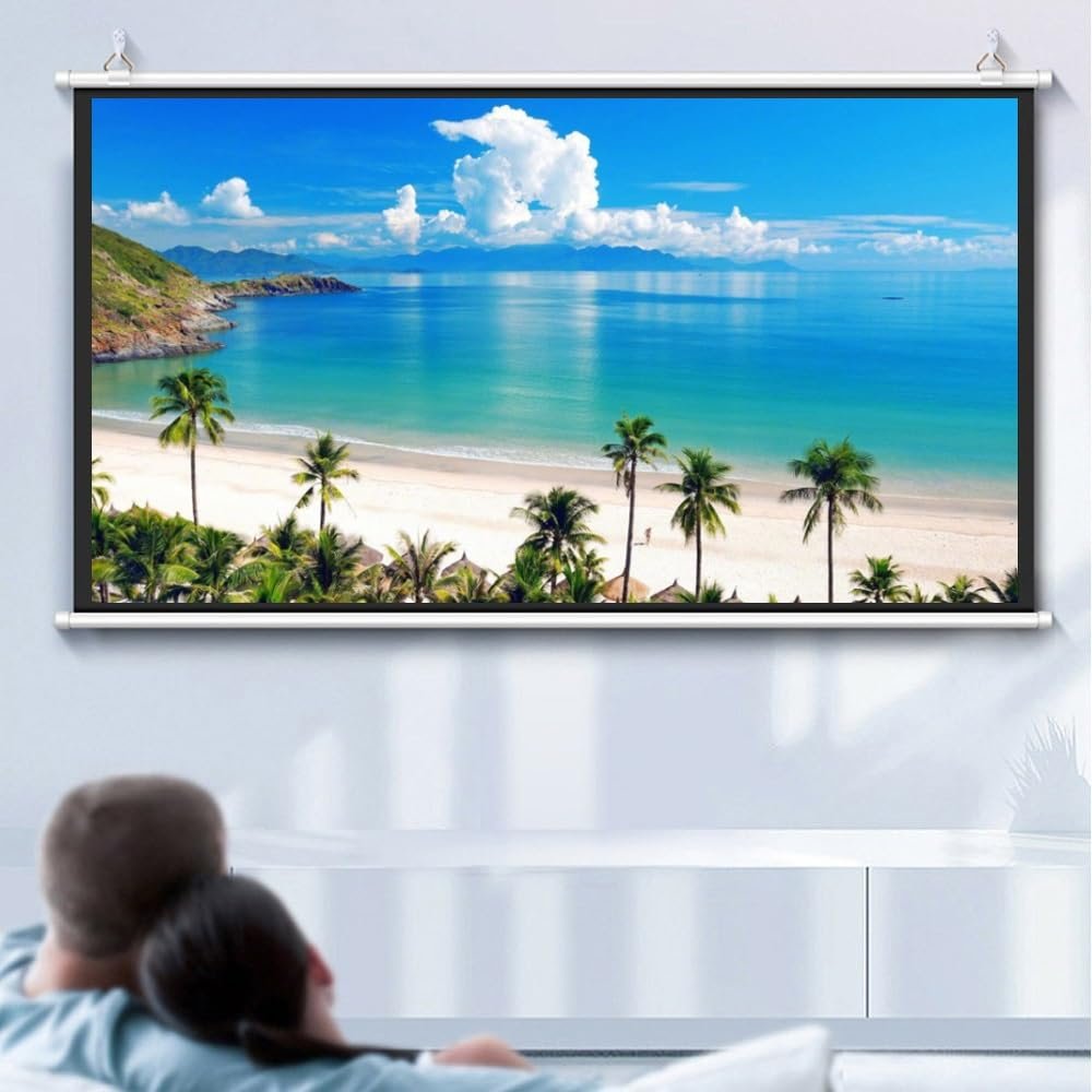 FUREMA 40" 50" 60" Manual Projector Screen HD, Home Theater Projector Movie Screen, Pull Down Projection Screen, Picture Quality, Wrinkle Free, Easy Roll Up (Size : 40inch-4:3)