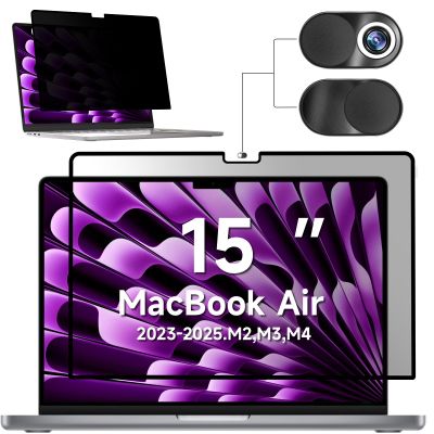 Mamol Privacy Screen for MacBook Air 15 Inch (2023-2025, M2, M3,M4)- A2941 A3114, MagicSuction Removable Vacuum Adsorption Anti Spy,Anti Glare Anti Blue Light Filter for Mac Laptop Computer