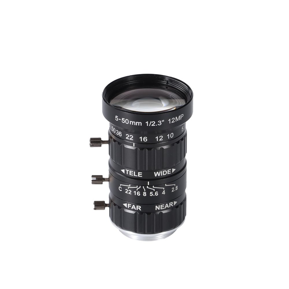 Zowietek 5-50mm 12MP C-Mount Low Distortion Zoom Lens, with C-CS Adapter, for ZowieCAM POV CS/C Mount, IMX477 Raspberry Pi HQ Camera, Industrial Telescope Lens, Manual Focus, Aperature