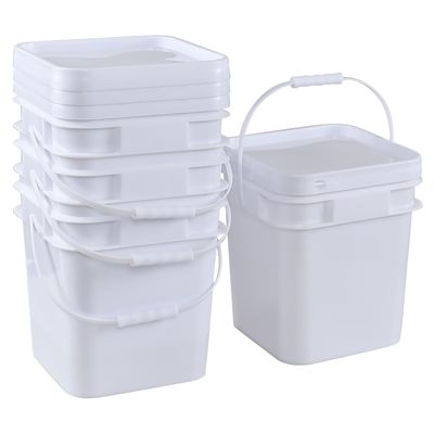 Gloreen 4-Pack 2.9 Gallon Square Plastic Bucket with Sealed Lid, White