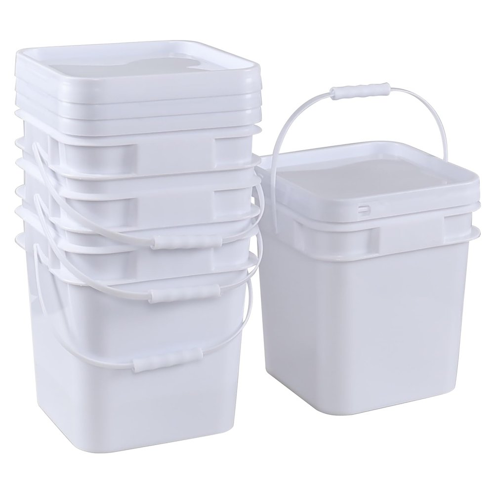 Gloreen 4-Pack 2.9 Gallon Square Plastic Bucket with Sealed Lid, White
