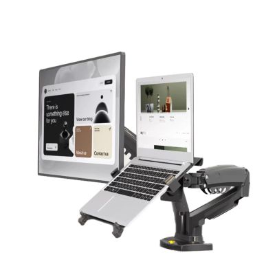 AVXANKTG Desktop F160 + FP-2 Gas Spring arms for 17"-27" Monitor Stand + 10"-17" Laptop Stand air Pressure mounting Bracket Load 2-9kg (Color : Matte Charcoal NoUSB)