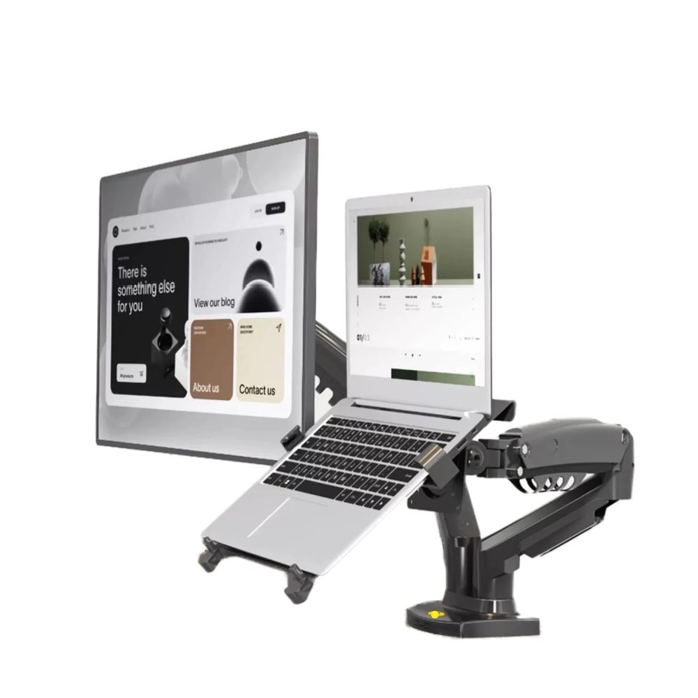 AVXANKTG Desktop F160 + FP-2 Gas Spring arms for 17"-27" Monitor Stand + 10"-17" Laptop Stand air Pressure mounting Bracket Load 2-9kg (Color : Matte Charcoal NoUSB)