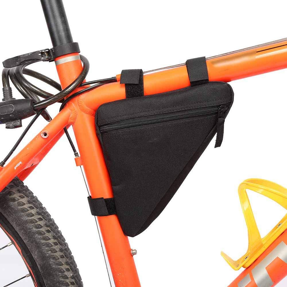 RiToEasysports Tool Bag Oxford Fabric Triangle Frame Bag with Zipper Pocket Quick Release Straps Large Capacity for Outdoor Hiking and Camping (White Character Black Back)