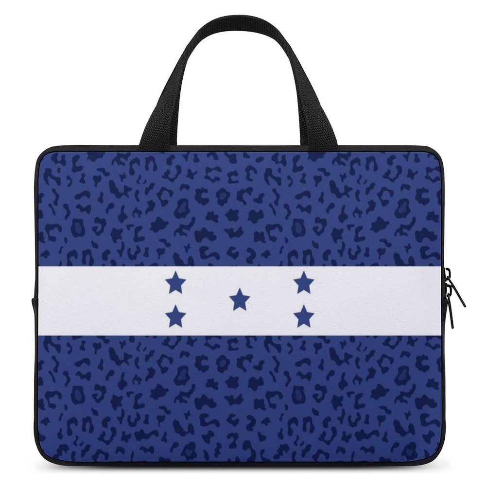 Leopard Print Honduras Flag Laptop Bag Laptop Case Computer Messenger Bag with Adjustable Shoulder Strap