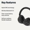 Amazon Basics Hybrid Active Noise Cancelling Headphones, 35 Hours Playtime with ANC on and 45 Hours with ANC Off, Wireless, Over Ear Comfortable Fit, Bluetooth, One Size, Black view 2