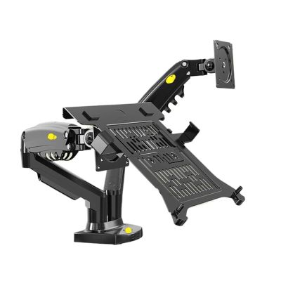 JFUDJKLI Desktop F160 + FP-2 Gas Spring arms for 17"-27" Monitor Stand + 10"-17" Laptop Stand air Pressure mounting Bracket Load 2-9kg (Color : Black No USB)
