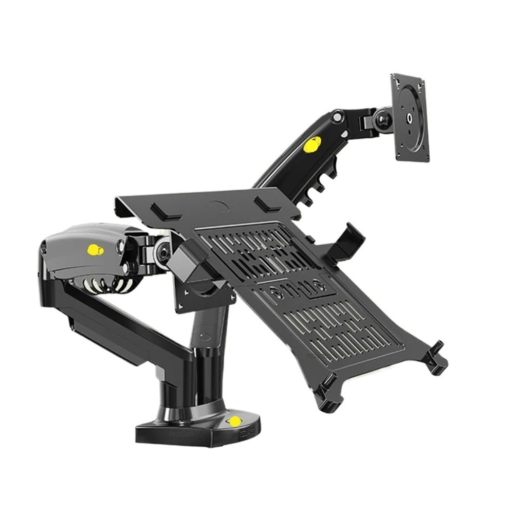JFUDJKLI Desktop F160 + FP-2 Gas Spring arms for 17"-27" Monitor Stand + 10"-17" Laptop Stand air Pressure mounting Bracket Load 2-9kg (Color : Black No USB)