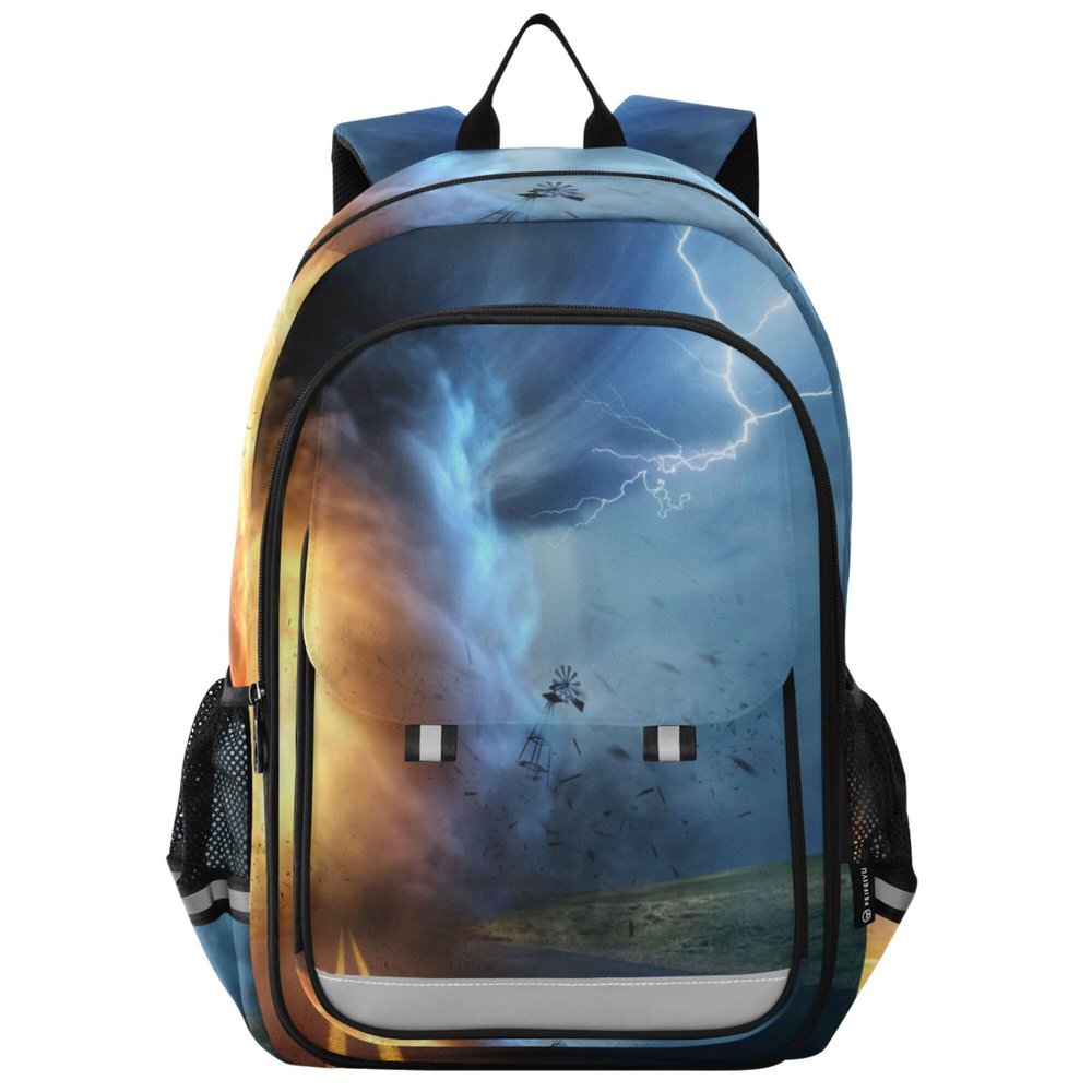 Glaphy Tornado Colorful Backpack School Backpack Lightweight Notebook Laptop Backpack Students Bookbag with Reflective Stripes