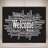 Loccor 6x4ft Fabric International Welcome Banner Backdrop Welcome Word Cloud in Different Languages Photography Background for Sport Event Banner Decorations Photo Shooting Props view 1