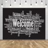 Loccor 6x4ft Fabric International Welcome Banner Backdrop Welcome Word Cloud in Different Languages Photography Background for Sport Event Banner Decorations Photo Shooting Props view 3