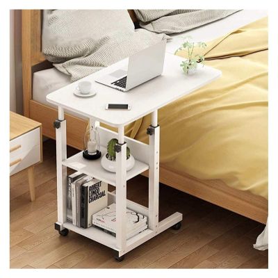 Bedside Desk C-Shaped Base Laptop Desk Home Office Laptop Desk 3 Tier Movable Lift Lazy Laptop Desk Adjustable Computer Table Bedside Desk Bed Desk with Universal Wheels Portable Computer Desk
