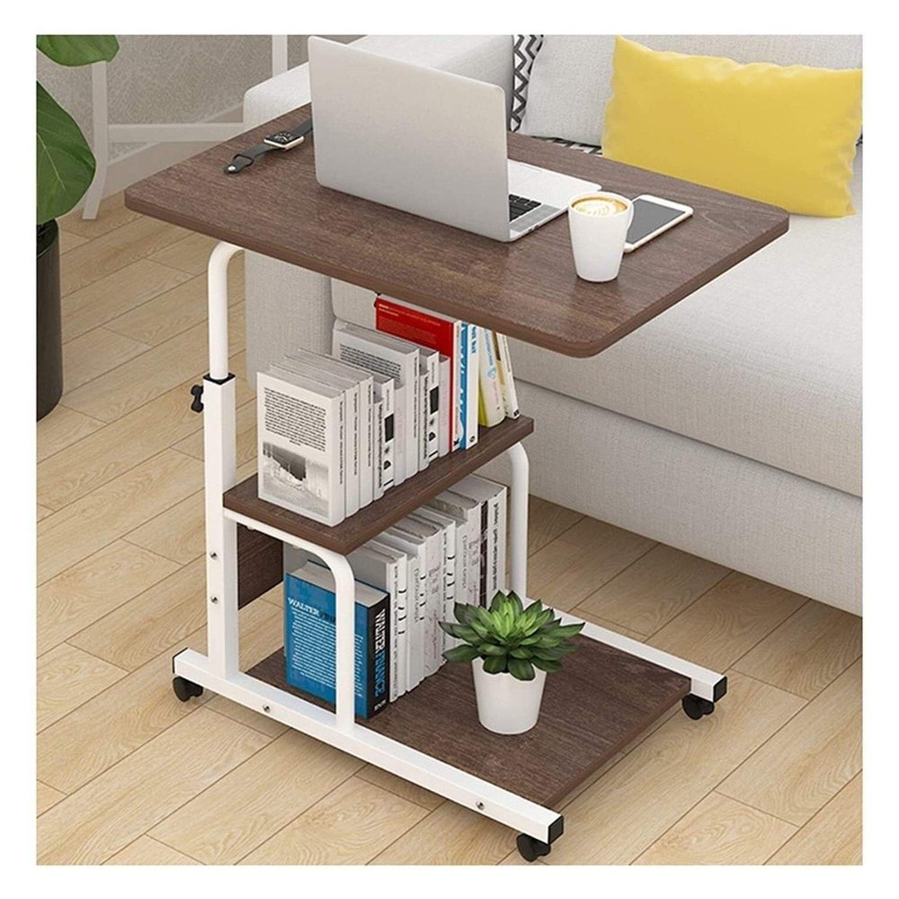 Bedside Desk C-Shaped Base Laptop Desk Home Office Adjustable Lap Table Mobile Laptop Computer Stand Bedside Table Portable Side Table for Bed Sofa Wheels Side Table Comfortable Anniversary