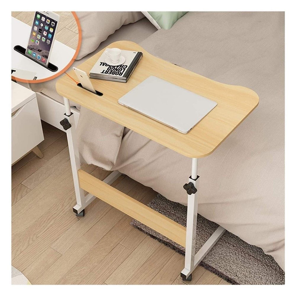 WUHUQN Bedside Desk C-Shaped Base Laptop Desk Home Office Mobile Lap Table, Mobile Laptop Computer Stand Bedside Table Portable Side Table for Bed Sofa Portable Computer Desk Comfortable Anniversary