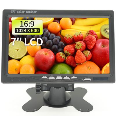 Qcvoruno 7 inch Security Monitor & Displays, HD/AV/VGA Input, 1024 * 600 Resolution, Built-in Speakers Portable LCD Monitor, Suitable for Game DSLR CCTV PC DVD TV Box