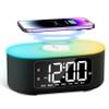 JALL Fabric Alarm Clock for Bedroom, with Big Led Screen Display, Bluetooth Stereo Sound Speaker, FM Radio, Fast Wireless Charging, USB Charging Port, Nightlight, White Noise, Ideal for Gift, Black view 1