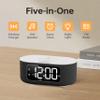 JALL Fabric Alarm Clock for Bedroom, with Big Led Screen Display, Bluetooth Stereo Sound Speaker, FM Radio, Fast Wireless Charging, USB Charging Port, Nightlight, White Noise, Ideal for Gift, Black view 2