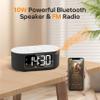 JALL Fabric Alarm Clock for Bedroom, with Big Led Screen Display, Bluetooth Stereo Sound Speaker, FM Radio, Fast Wireless Charging, USB Charging Port, Nightlight, White Noise, Ideal for Gift, Black view 4