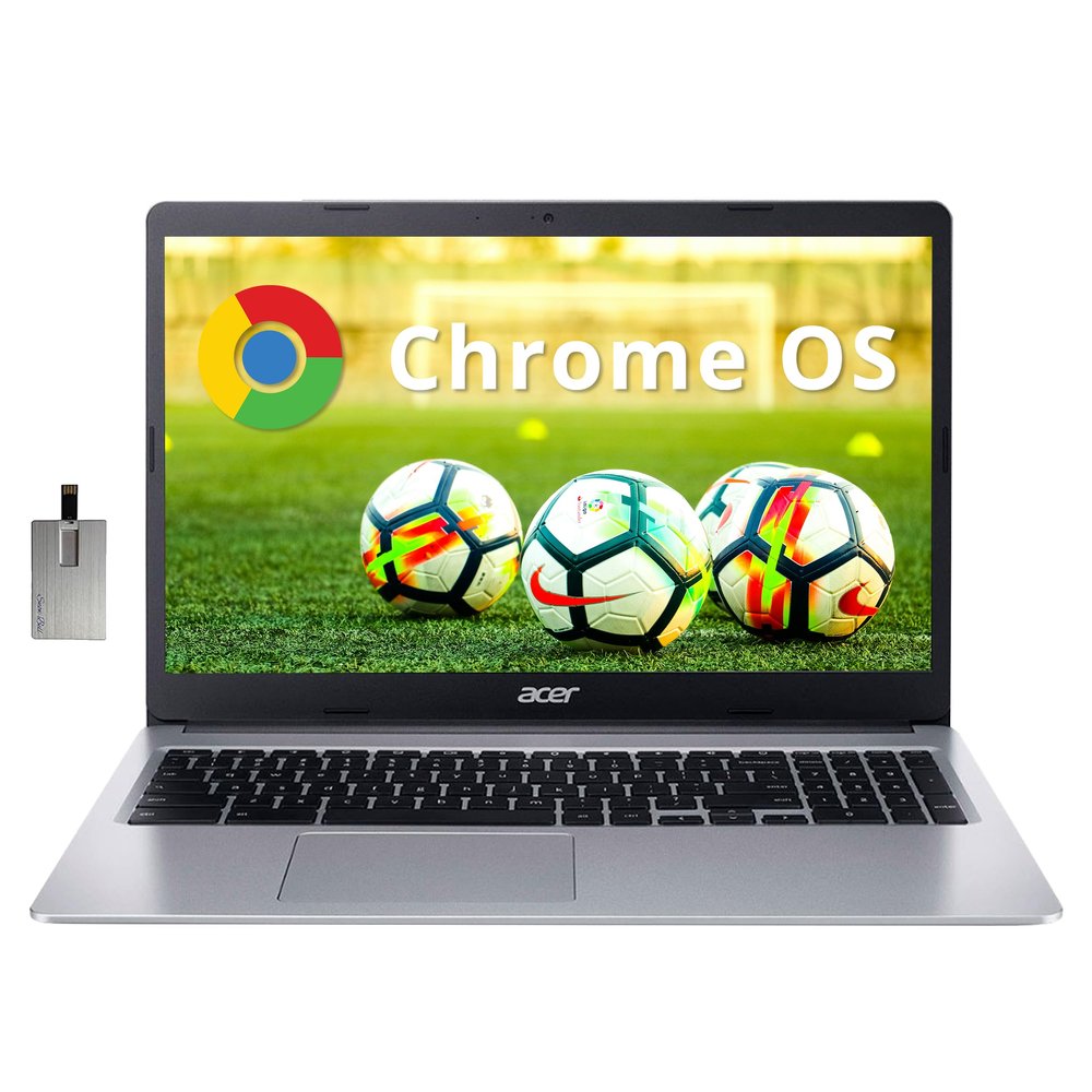 acer Chromebook 315, 15.6" HD Display, Intel Celeron N4020, 4GB LPDDR4, 64GB eMMC, Intel UHD Graphics 600, Number Pad, 720p HD Camera, Wi-Fi 5, Bluetooth, Chrome OS, Silver, 128GB Hotface USB Card