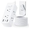 2 Prong Flat Extension Cord 10 FT, Olcorife 2 Prong to 3 Prong Outlet Adapter, Flat Plug Power Strip with 6 Outlets 3 USB Ports(1 USB C), 2000J Surge Protector, US to Japan Plug Adapter view 1