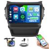 [2G+64G] Android 15 Car Radio Stereo for Hyundai Santa Fe 2013-2017 with Wireless Carplay Android Auto, 9 inch Touch Screen Radio Bluetooth WiFi GPS FM RDS EQ+Free AHD Backup Cam view 1