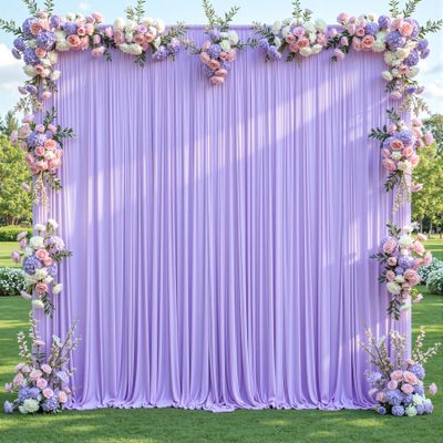 10x10 Lavender Backdrop Curtain for Parties Weddings, Wrinkle-Free Polyester Fabric Indoor and Outdoor Decoration Light Purple Backdrops Drapes for Baby Showers Birthday