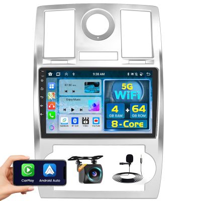 8 Core 4+64GB Android 15 Car Stereo Wireless Carplay for Chrysler 300 300C 2004-2011 Android Auto, 9'' Touchscreen Car Radio with GPS, WiFi, 32EQ DSP, 59 UI, Bluetooth, FM RDS, Backup Camera