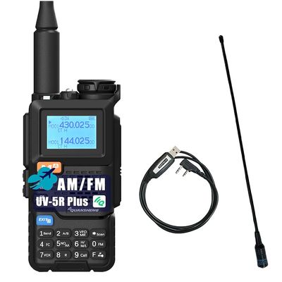 QUANSHENG UV-5R Plus Radio NOAA USB-C Charging Ham Radio AM FM Long Range RT-600 Air Band Tri-Band with 771 and Programming Cablecal Antenna