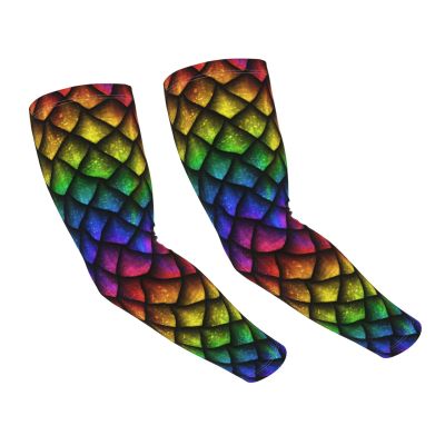 Dragon Scale Animal Skin Cooling Arm Sleeves Cover Summer Sun Protection Arm Sleeves For Men Women Outdoor Sports Ice Silk Arm Sleeves For Baseball Cycling Golf Running