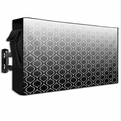 Futuregrace Outdoor TV Cover 52"x30" Waterproof and Wear-resistant Black White Ombre Geometric Trellis Morrocan TV Cover for 52"-55" Screen Zipper TV Screen Protector for LCD LED TV