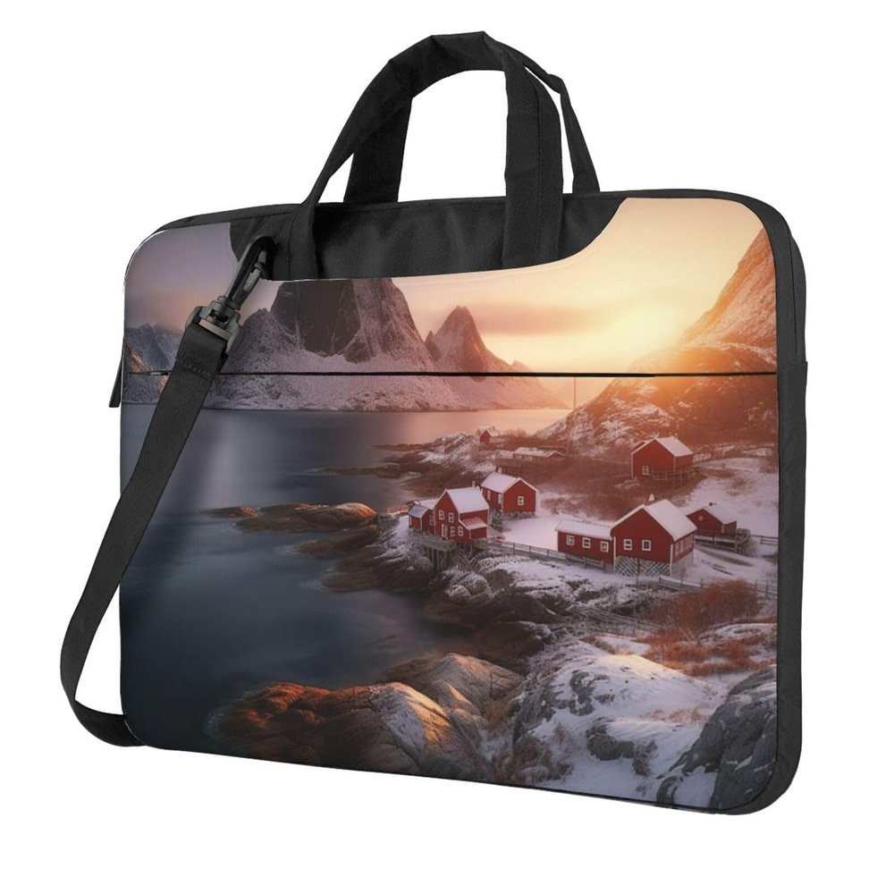 13 inch Laptop Tote Bag Men Women Sunrise Over Hamnoy Shoulder Laptop Sleeve Briefcase Messenger Computer Bag