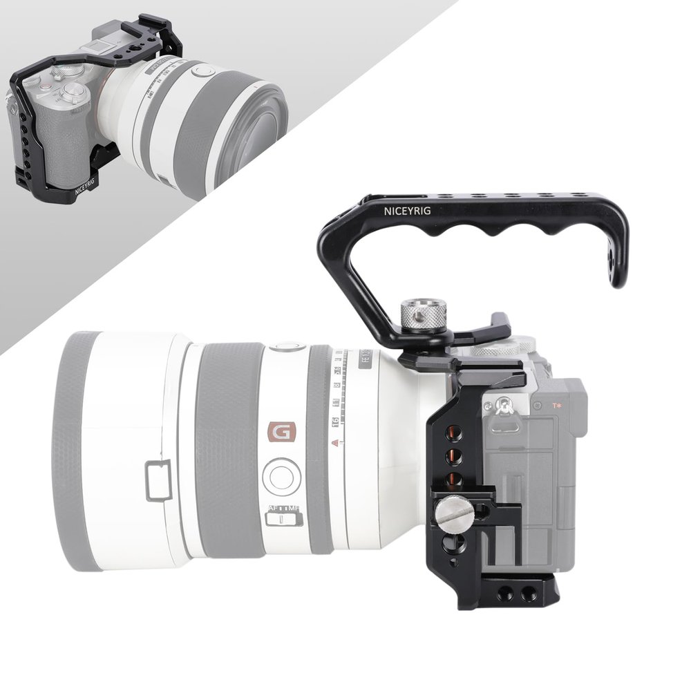 NICEYRIG Aluminum Cage Kit for Sony Alpha A7Cii A7Cr A7C with Top Handle Grip, HDMI Cable Clamp, Camera Accessory Support Video Rig