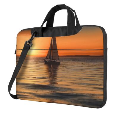 14 inch Laptop Tote Bag Men Women Sunset Beach Sailboat Shoulder Laptop Sleeve Briefcase Messenger Computer Bag