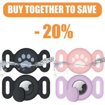 4 Pack Waterproof Airtag Dog Collar Holder, Protective Anti-Lost Airtag Case for GPS Dog Tracker, Silicone Airtag Cat Collar Dog Airtag Holder for Pets