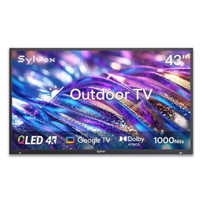 SYLVOX New 43 Outdoor Smart QLED TV, Superior Waterproof Performance, Upgraded Matte Finish for Enhanced Anti-Glare Effect, Full Metal, Dolby Atoms, 1000nits, Partial Sun Deck Pro QLED 2.0+ Series