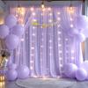 10x10ft Lavender Chiffon Backdrop Curtain with Lights String for Wedding Sheer Tulle Curtain Photo Backdrops Drapes for Baby Shower Birthday Party Home Ceremony Decorations view 2