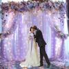 10x10ft Lavender Chiffon Backdrop Curtain with Lights String for Wedding Sheer Tulle Curtain Photo Backdrops Drapes for Baby Shower Birthday Party Home Ceremony Decorations view 3