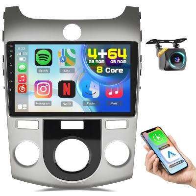 Inefala [8Core 4+64GB] Android Car Radio for Kia Forte Cerato K3 2008-2013 with Wireless Carplay/Android Auto, 9 Inch HD Touchscreen Car Stereo with GPS WiFi Bluetooth FM/RDS SWC Backup Camera MIC