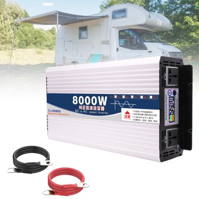 8000W Pure Sine Wave Inverter 12V Dc to 110V/220V Ac Power Inverter for Home/Truck/Rv/Camping/Boat/Car Inverter with 2 Ac Outlets,12Vto220V
